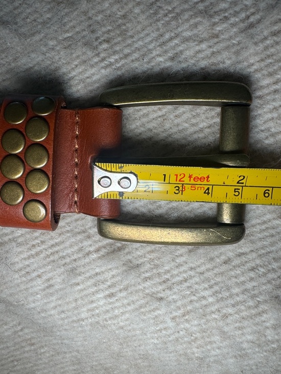 CALVIN KLEIN Brown Leather Brass Studded Belt L-XL $75 EUC KL main image 8